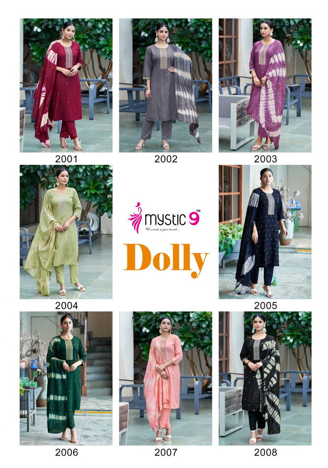 Dolly Vol 2 By Mystic 9 Rayon Embroidery Kurti With Bottom Dupatta Wholesale Market In Surat
